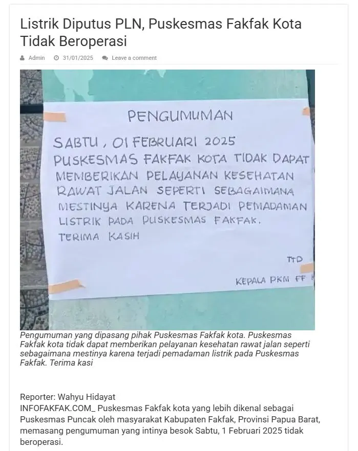 Listrik Diputus, Puskesmas Fakfak Kota Lumpuh: Solusi Kulkas Tenaga Surya Krisna Mandiri untuk Ketahanan Layanan Kesehatan