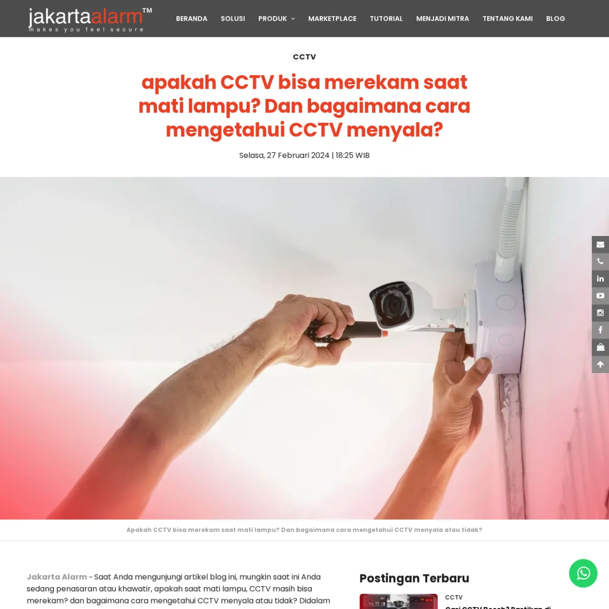 CCTV Mati Saat Listrik Padam? Solusinya: CCTV Tenaga Surya dari Krisna Mandiri