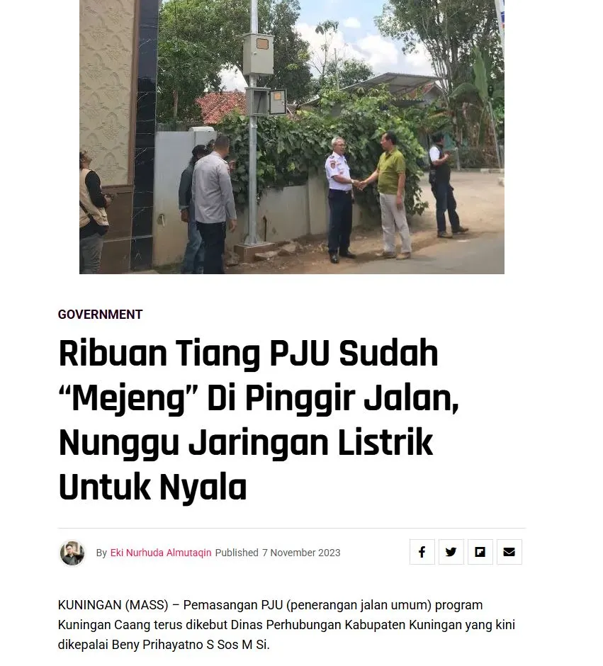 Ribuan Tiang PJU Belum Menyala : Saatnya Beralih ke PJU Tenaga Surya yang Efisien dan Ramah Lingkungan