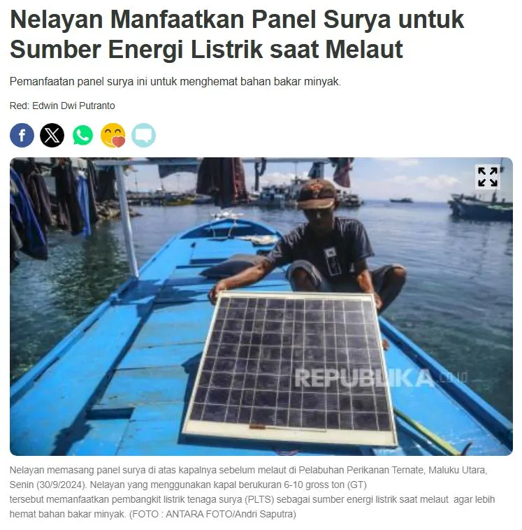 Nelayan Go Green! Listrik Gratis dari Matahari Kini Hadir di Laut
