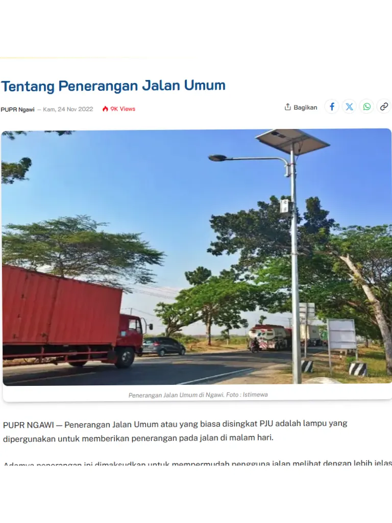 Solusi PJU Hemat Energi: Krisna Mandiri Dukung Program Penerangan Jalan di Ngawi