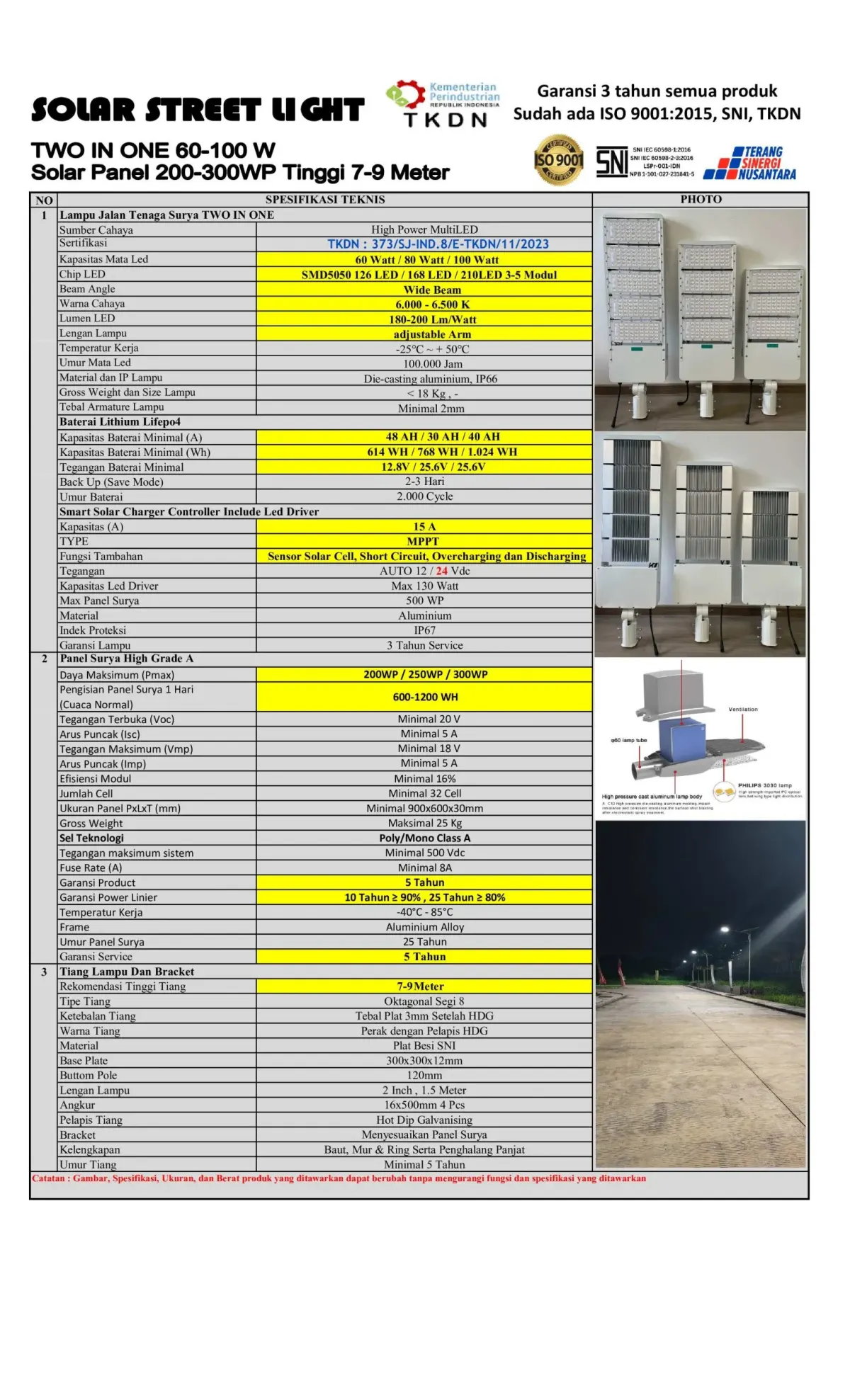 PJU Tenaga Surya 2 In 1 System 80 Watt TKDN
